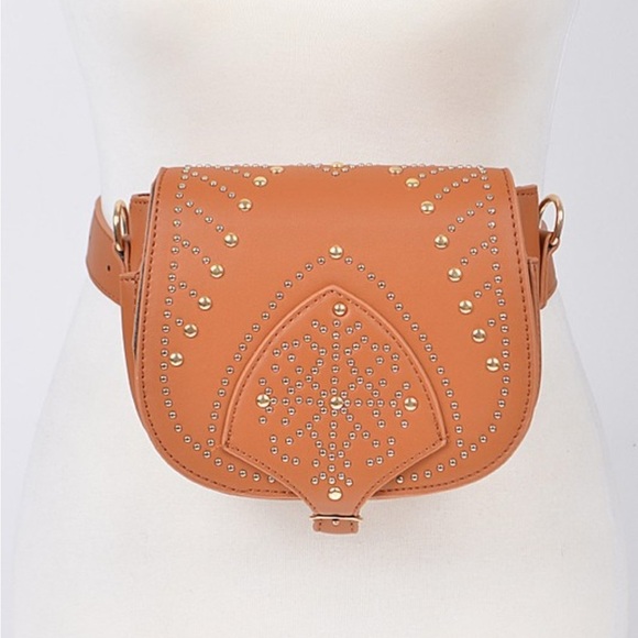 Western Studded Camel Fanny Pack โ Boho Belt Bag - Picture 10 of 11